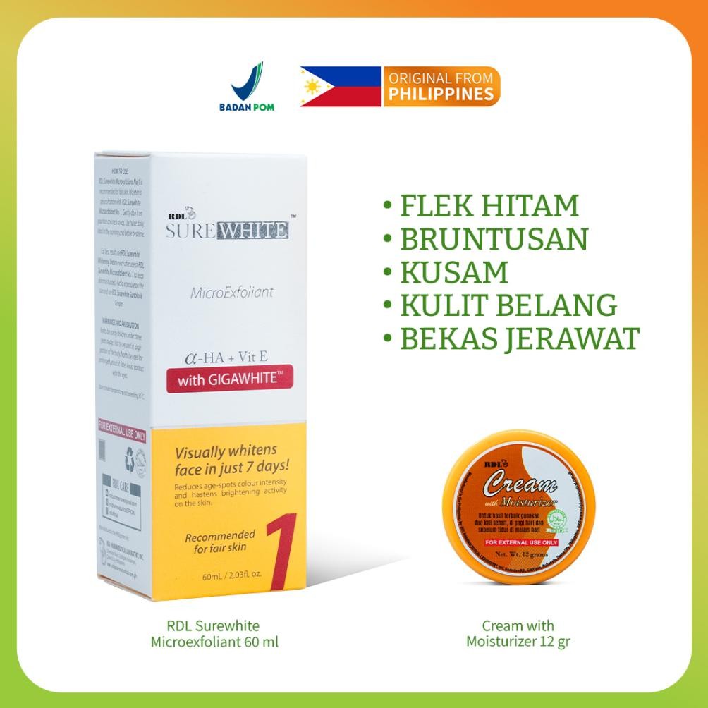 ready rdl surewhite microexfoliant dan cream with moisturizer 12 gr {terbaru/terlaris/tergcor/kekini
