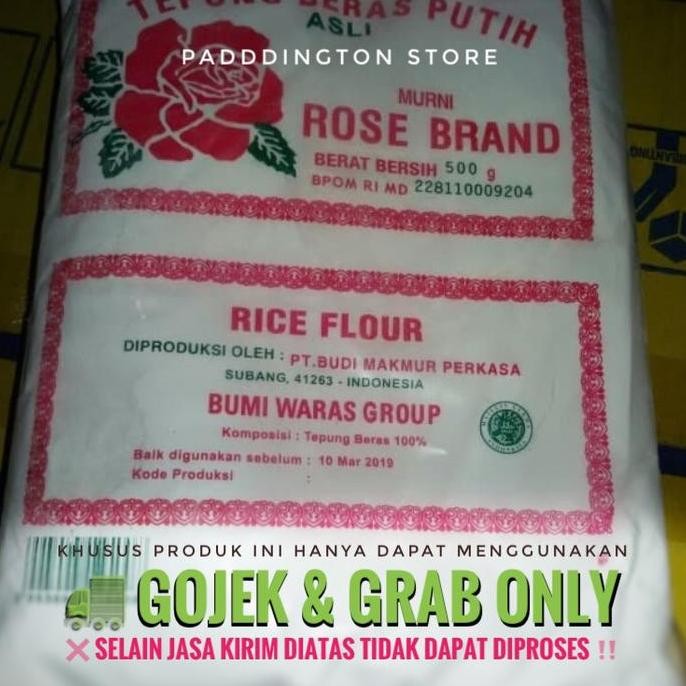 

Terlaris Tepung Beras Putih Rose Brand 500 Gram Khusus Gojek