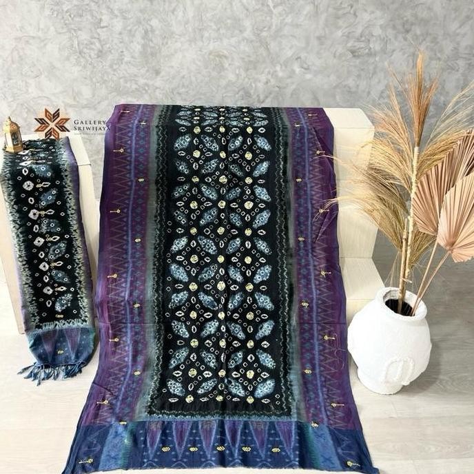 KAMEN BALI / BLONGKET JUMPUTAN TRETES HANDMADE PALEMBANG SET SELENDANG ENDEK BALI ENDEK PALEMBANG AT