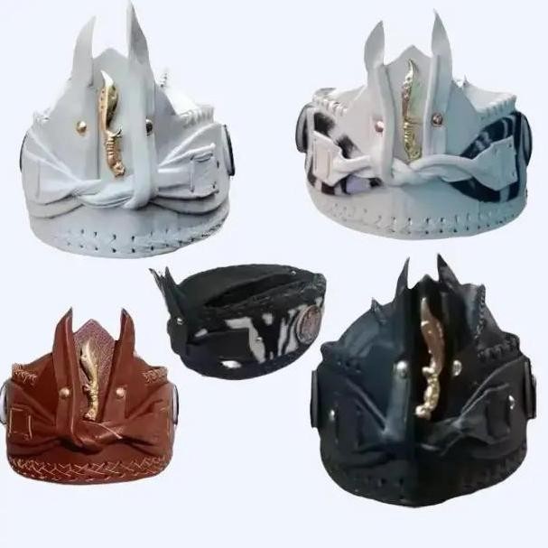 Topi blangkon Keren Jawa Sunda kulit asli 100% sunda ikat kepala iket kepala pria warna Coklat hitam