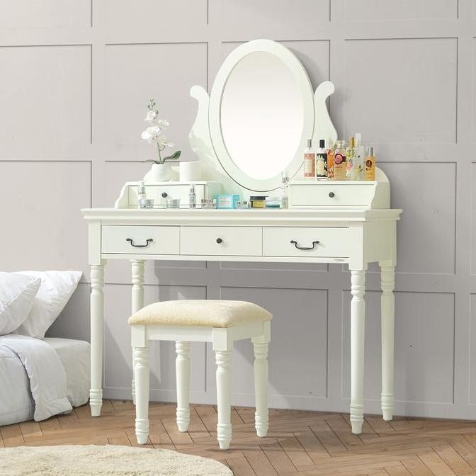 Terlaris Ifurnholic Madelyn Premium Console Sets | Meja Rias Klasik Aesthetic + Kursi Stool | Meja M