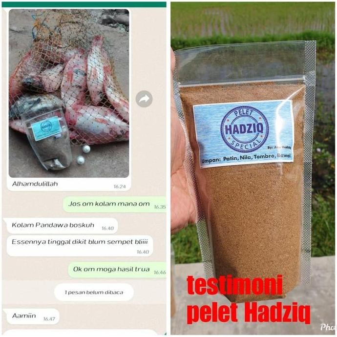 

Terlaris Paket Pelet + Essen Hadziq Umpan Buat Ikan Nila Jaer Dan Ikan Mas Atau Tombro Mancing Lele
