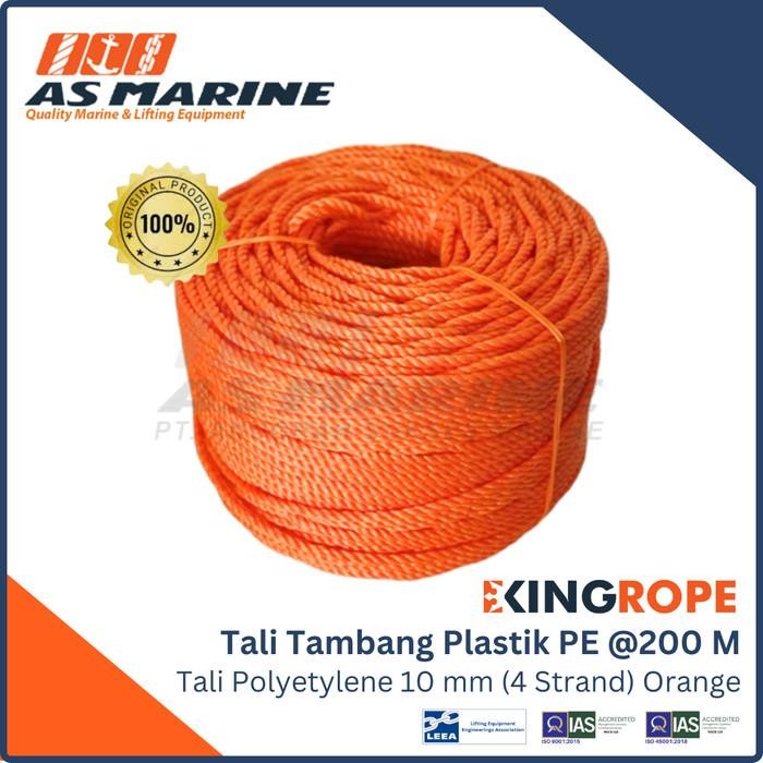 

Tali Tambang Plastik Pe / Tali Polyetylene Orange 10 Mm 200 Meter 4 Strand Kingrope Original Dan Terpercaya