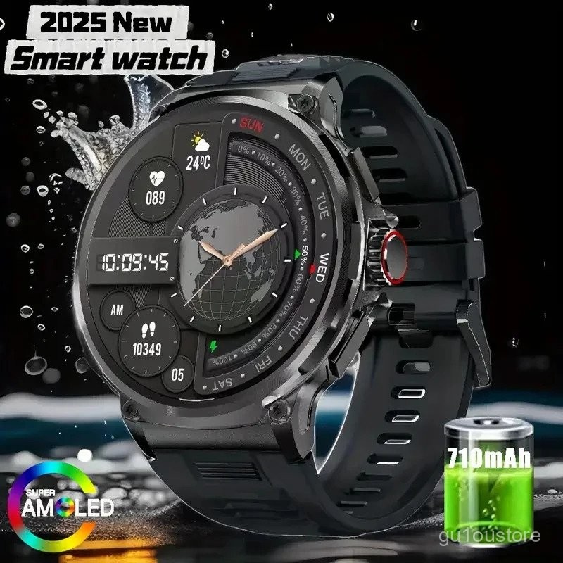 LIGE New 1.85” HD Bluetooth Call NFC Smart Watch Men Sports Fitness Tracker Heart Monitoring 710mAh 