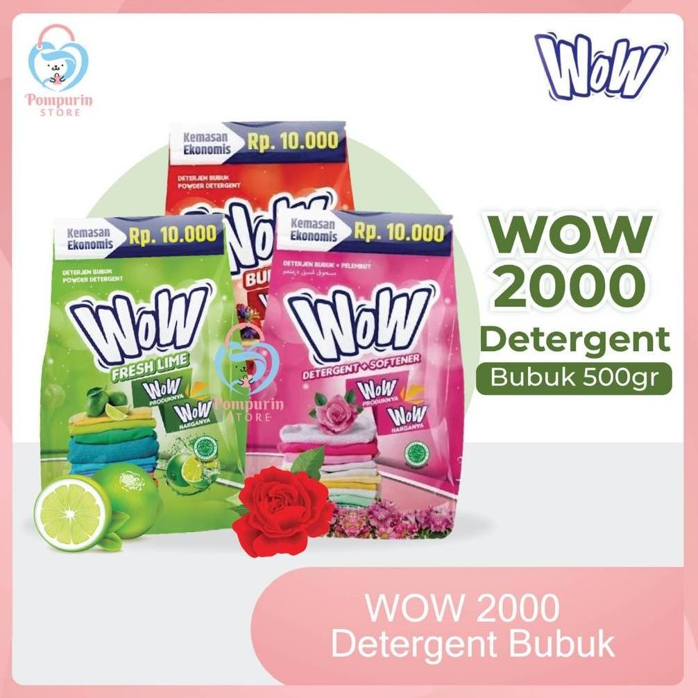 Ok75 Wow 2000 Detergent Bubuk 500Gr - Sejuta Bunga / Freshlime / +Softener