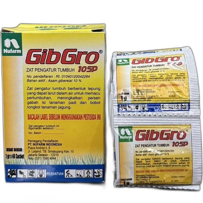 

Terlaris Zat Pengatur Tumbuh Gibgro 10 Sp 1 Kotak Isi 40 Sachet/Bungkus/Obat Pemicu Pertumbuhan Panen Padi&Jagung