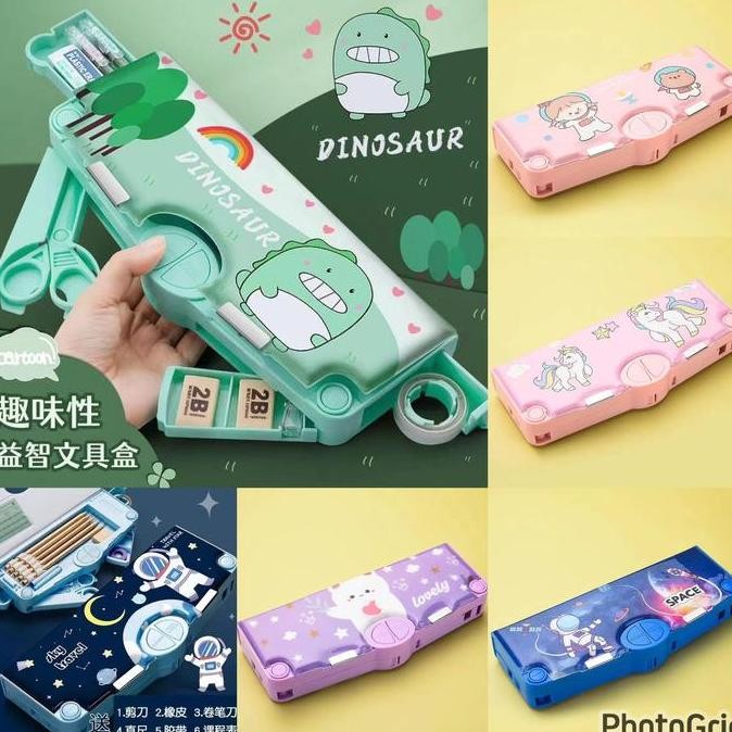 

ASB Kotak Pensil Anak Sekolah Mekanik Multifungsi Serbaguna Fullset garis