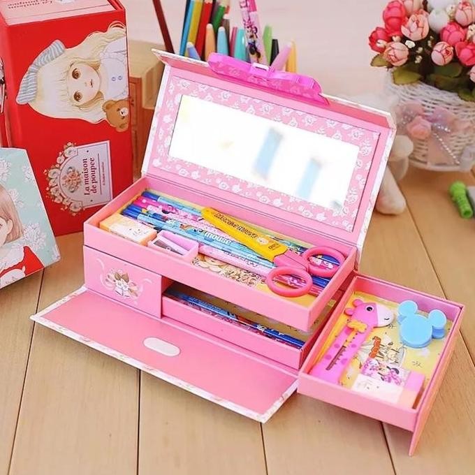 

ASB Kotak Pensil 3D 3 tingkat Kotak Pensil Metalik 3Dimensi Stationery