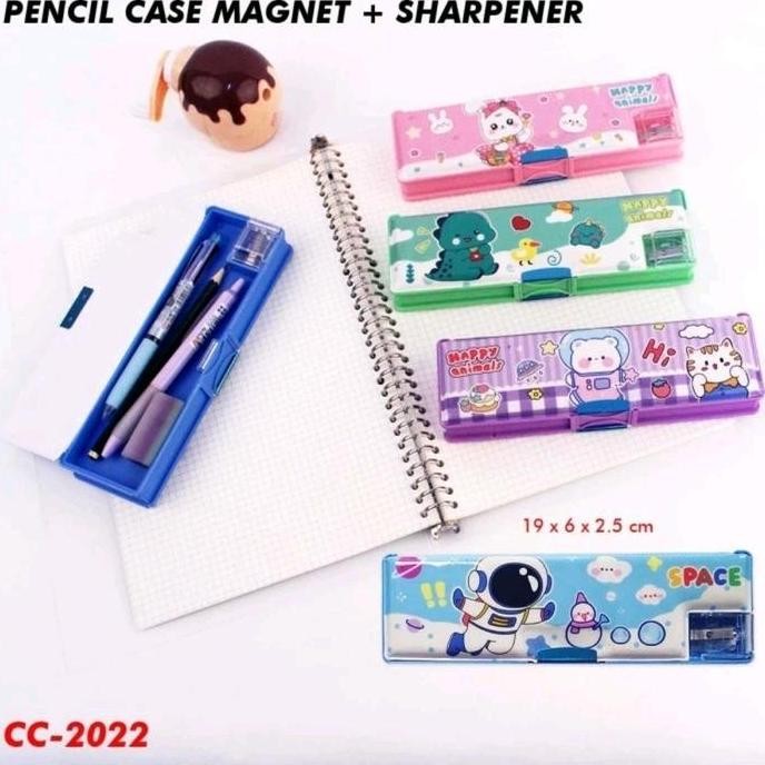 

ASB Tempat Kotak Pensil Magnet 2 Sisi Berkarakter Dan Rautan 1 Lobang Anak Cowok Cewek Stationery