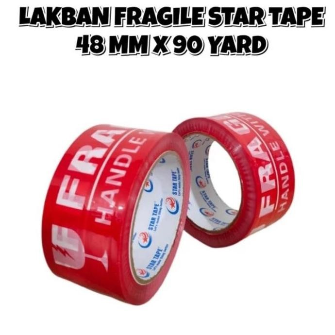 

Star Tape Lakban Fragile Merah 48Mm X 90 Yard (Real) Baik