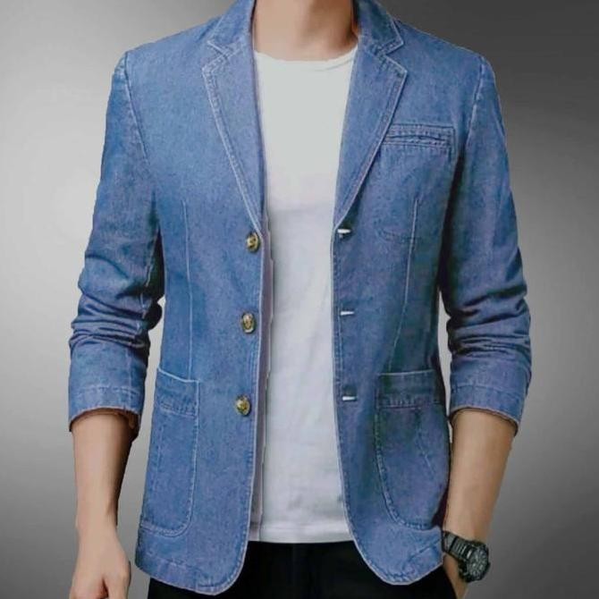 [JAS BLAZER JEANS DENIM AUSTIN SC] blazer pria denim varian warna murah