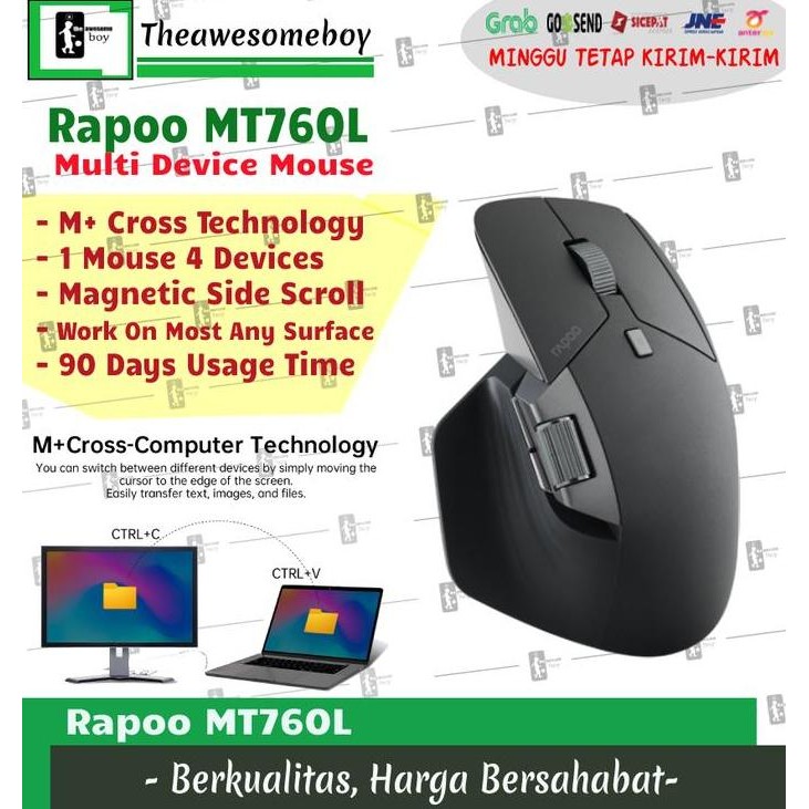 TERMURAH - Rapoo MT750 Bluetooth Wireless Mouse Multi Device Logitech MX Killer
