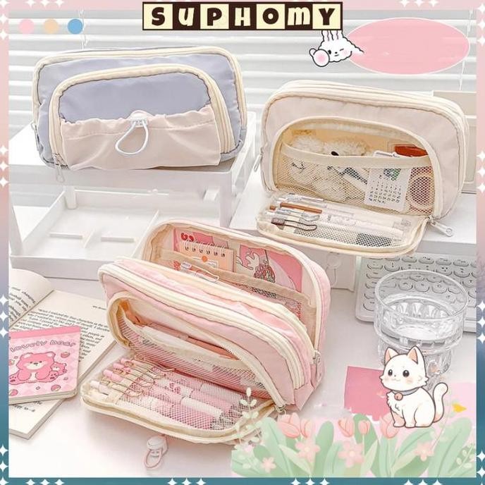 

Tempat alat tulis kotak pensil aesthetic Tas PenaTempat Pencil Tas Pensil kapasitas besar