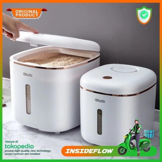 

Terlaris " Dispenser Wadah Penyimpan Beras Sereal Tepung Food Rice Container