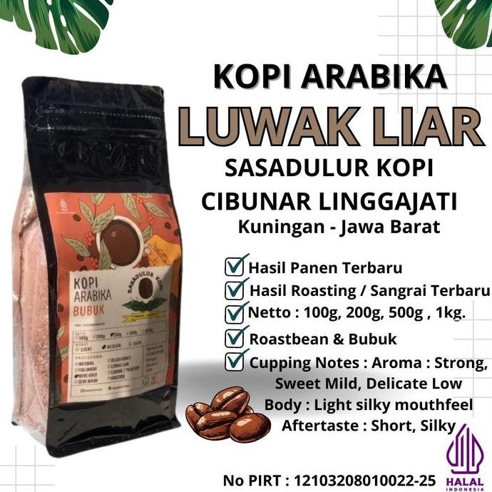 

ready stock Kopi Arabika Luwak Liar Bubuk/Roastbean Cibunar 500g