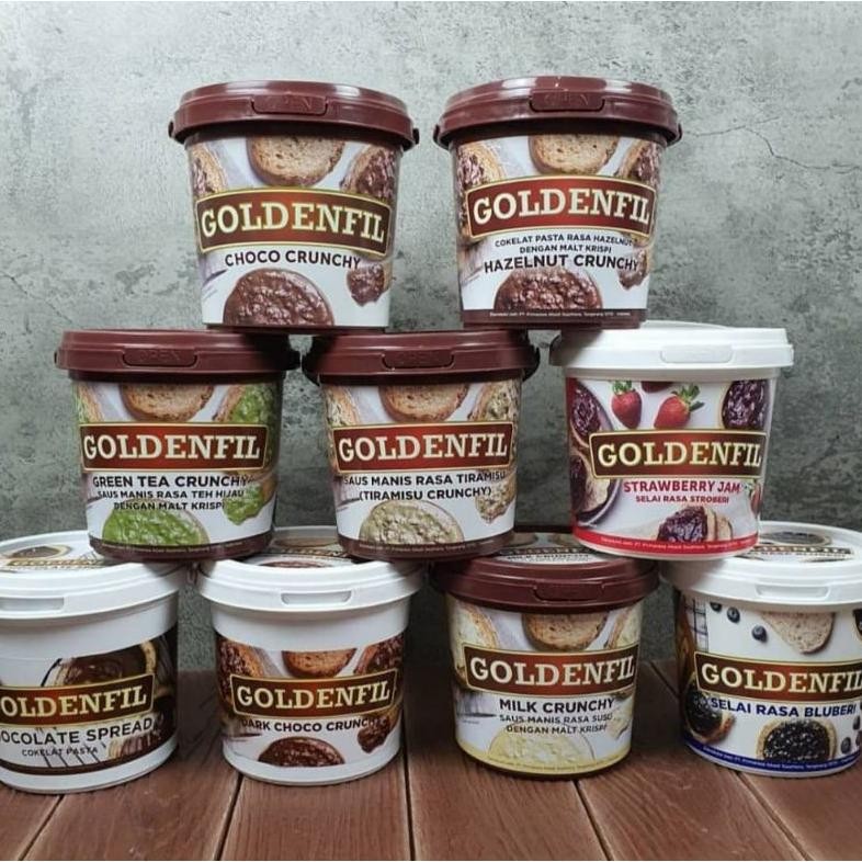 

TERMURAHH!! GOLDENFIL SELAI CRUNCHY 1KG | CHOCO | HAZELNUT | DARK CHOCO | TIRAMISU | GREEN TEA