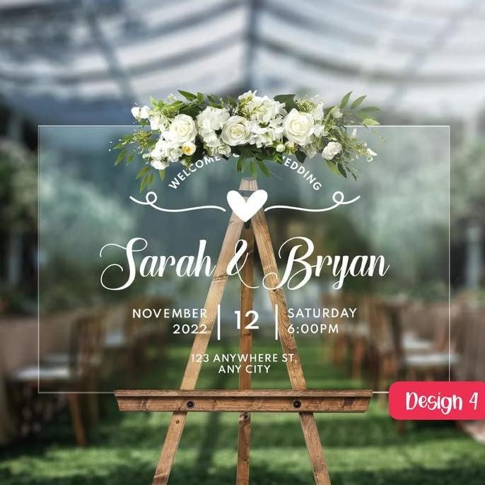 ready  Welcome Sign Acrylic / Wedding Sign / Papan Nama Akrilik Stiker
