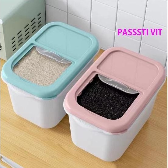 

Terlaris Kotak Penyimpanan Kacang Tepung Makanan Tempat Beras Isi 7,5Kg Model Sliding Rice Box Storage Dengan Tutup Plastik