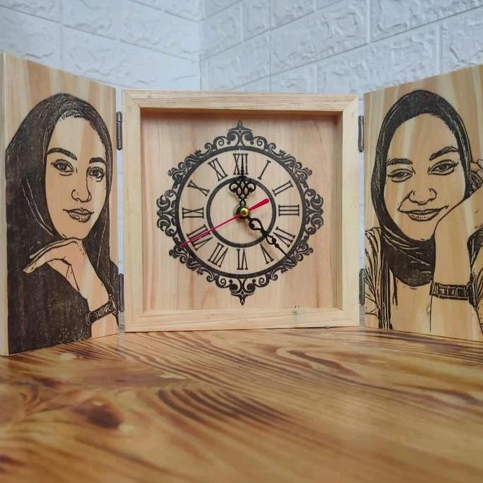 Jam Kayu Lukis (Jati Belanda) Jati Mesin
