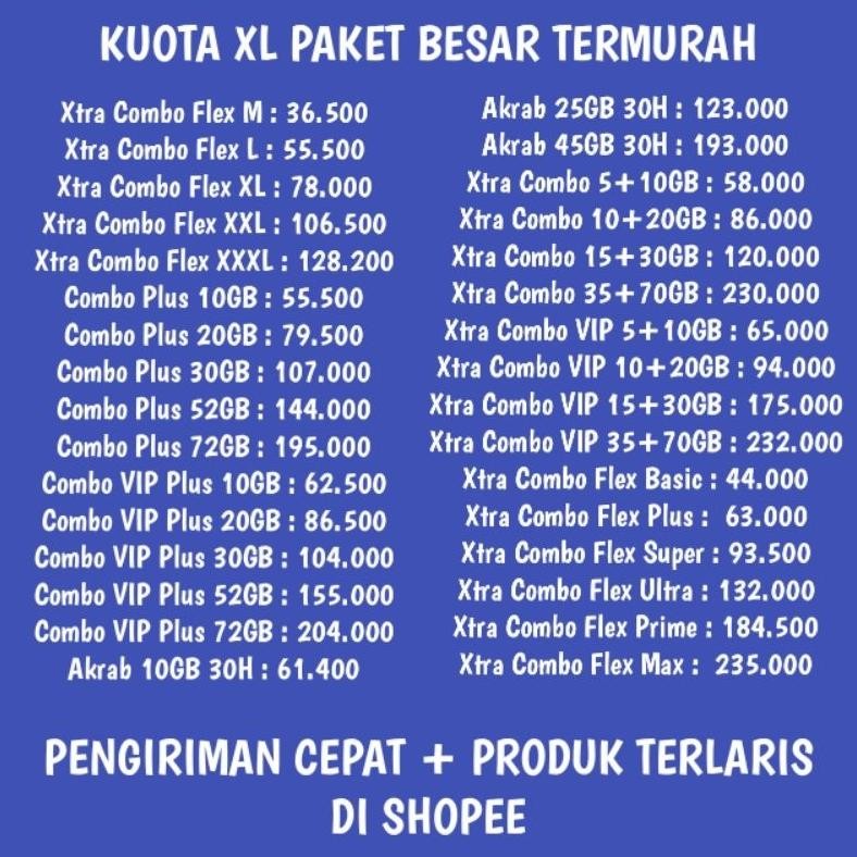 Isi Ulang Kuota Xl Murah Banget Combo Plus Flex Xtra Combo Flex M Flex Xl Flex L Flex Xxl Flex Xxxl 
