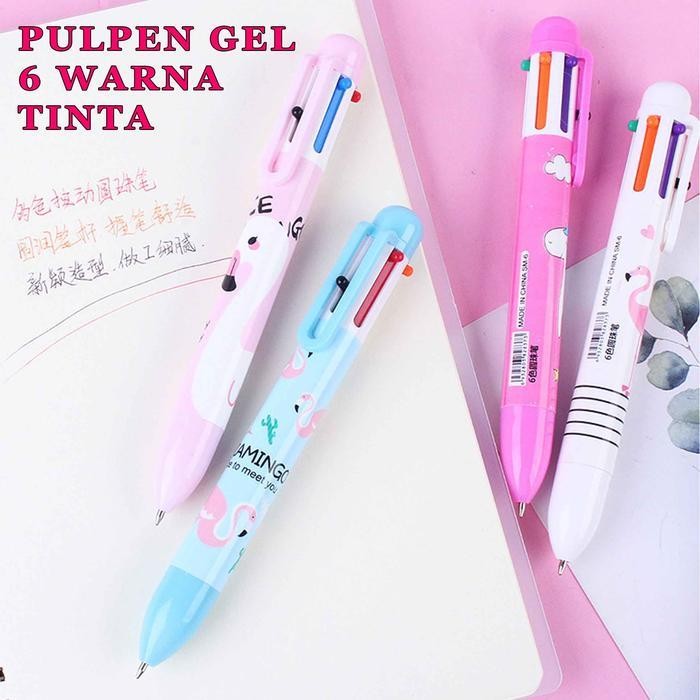 

Pulpen Gel / Pulpen Aneka Tinta / Pulpen 6 Warna Tinta Pena Plastik Stationery Sekolah / Pen