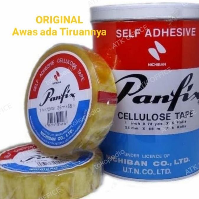 

BEBAS ONGKIR - Selotip Panfix 1 inch 72 yard (1Kaleng 6Roll) Cellotape Original