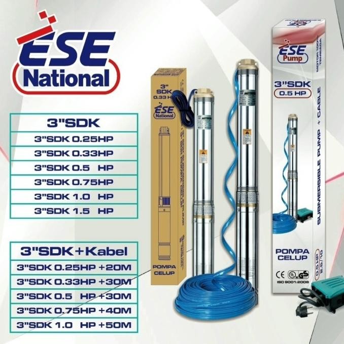 Promo Pompa Air Celup Submersible Pump Sible ESE National SDK - 2" - 0,33HP 20M COD
