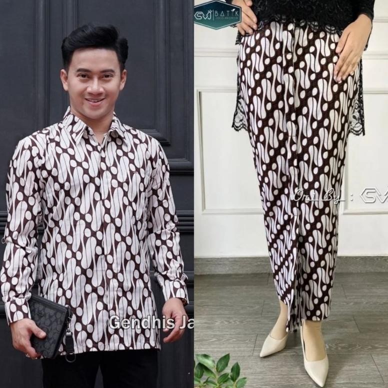 ad-56 gd-12 Couple Kemeja Rok Batik Wiru Premium Katun Jarik Berkualitas Murah
