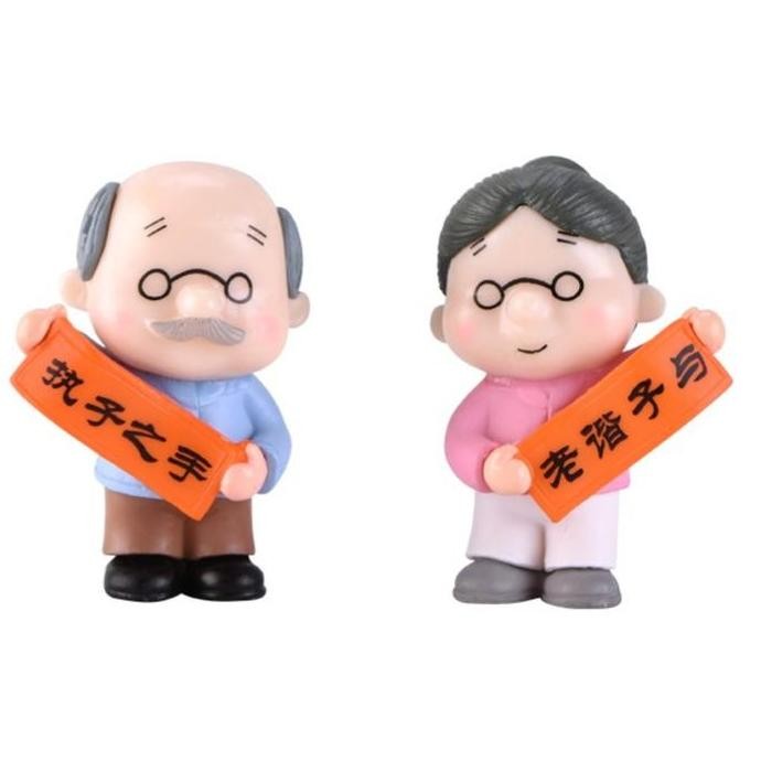 Boneka Miniatur Kakek Nenek Sepasang Murah Cake Topped Bday Orang Tua Termurah