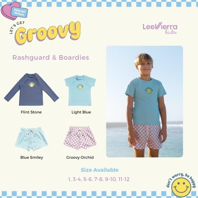 Let's Get Groovy Unisex Top & Short Pants, Baju Renang Anak .,