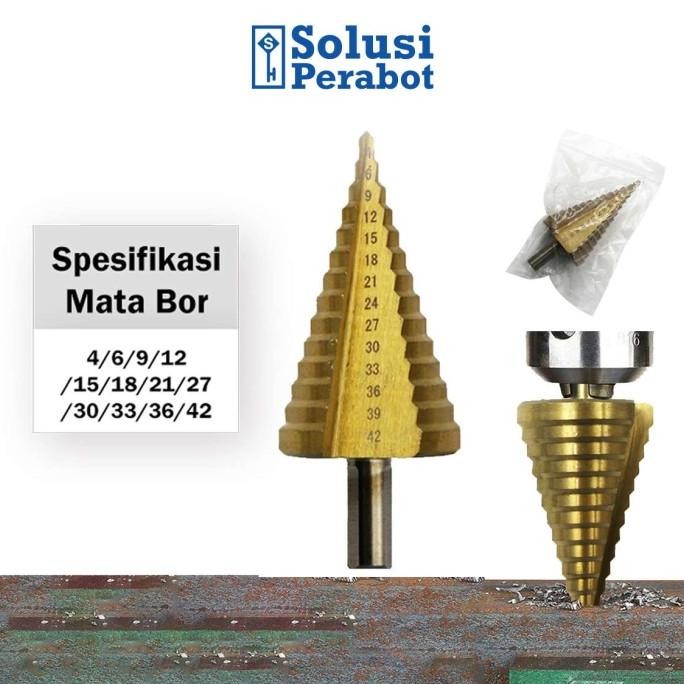 Mata Bor Pagoda 4-42mm SP / Titanium HSS Drill Besi Kerucut Cone Hole PROMO