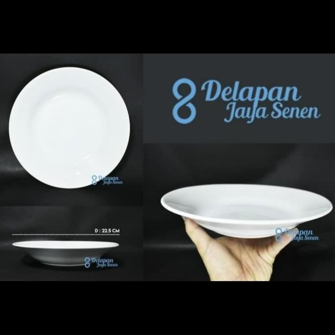 :>:>:>:>] Piring Keramik Porselen Putih Polos Sunbird 9" Dinner Plate Cafe Restoran Hotel Rumah Maka