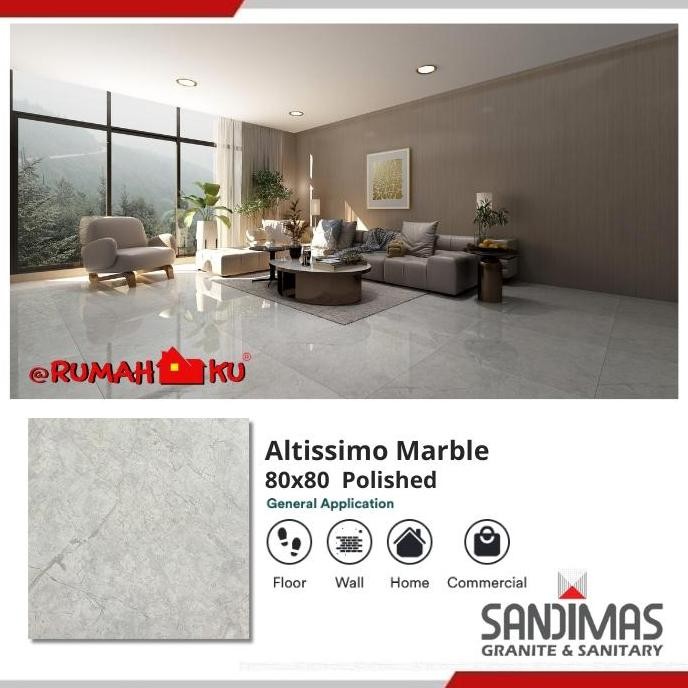 SANDIMAS LANTAI GRANIT ALTISSIMO MARBLE 80X80 1dus isi 3pcs =1,92m2 polished