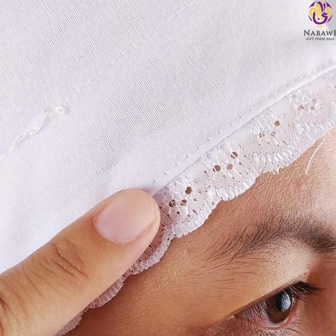 ------] Ciput Hijab Wanita Dalaman Jilbab Kerudung Instan Putih Hitam Polos Karet Renda Perlengkapan
