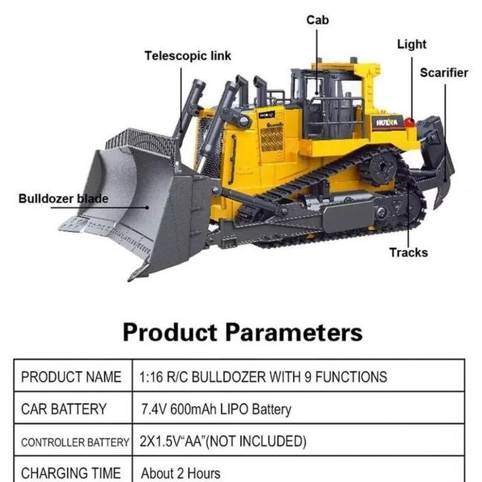 Terjangkau Rc Huina 1554 1/16 Mainan Konstruksi Alat Berat Rc Bulldozer