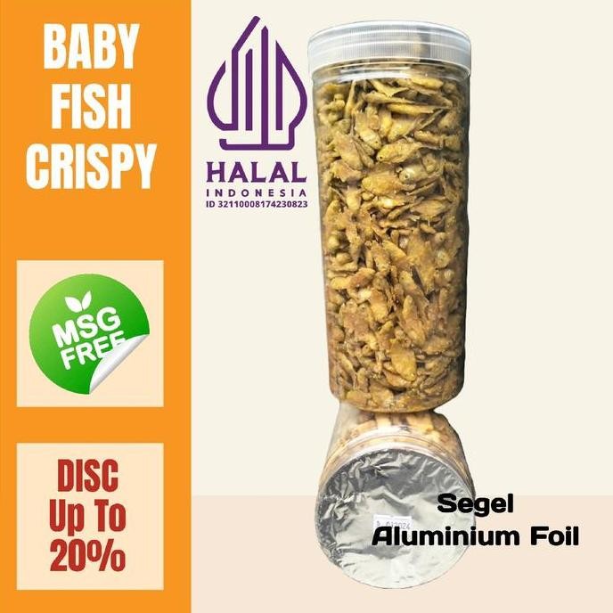 

Baby Fish Crispy 500gr Tanpa MSG Cemilan Camilan Food Kering Bebas gula Makanan Toples Goreng Snack Keripik Pedas