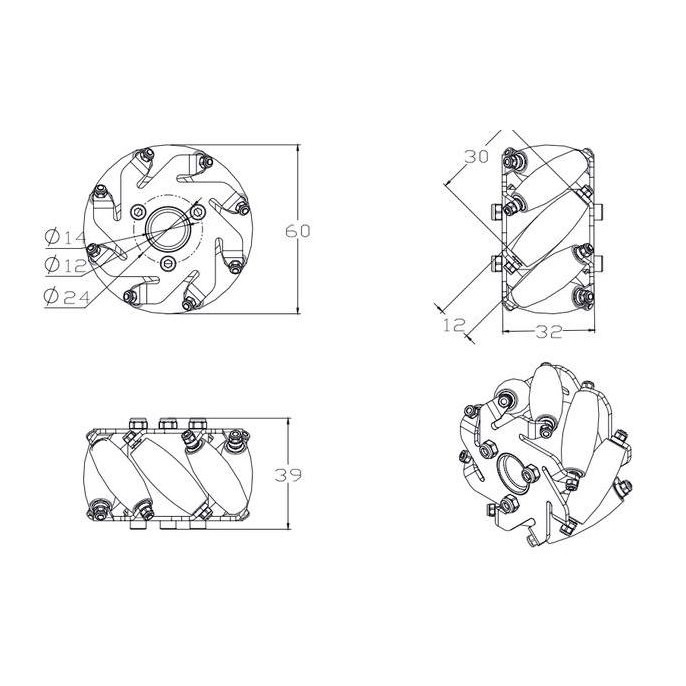 Diskon 1 Set 60Mm Mecanum Wheel 14159