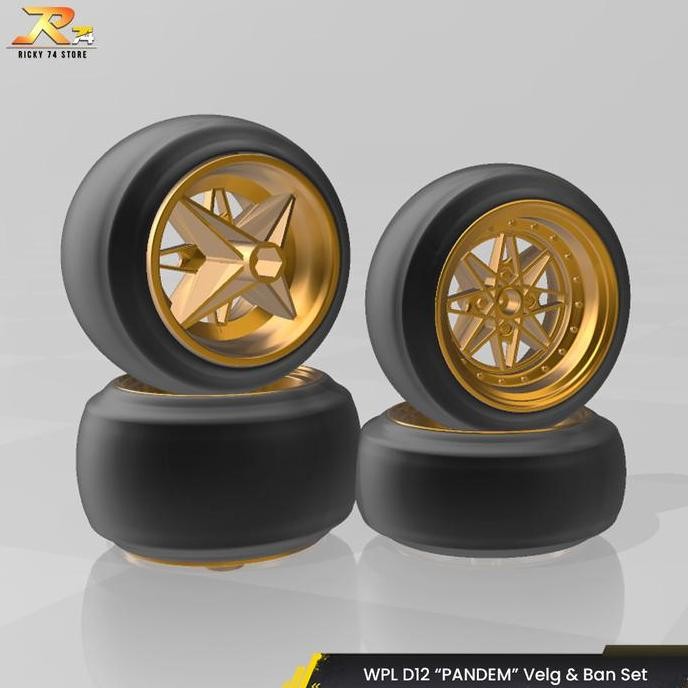 Spesial Wpl D12 Velg Dan Ban 1 Set Versi Pandem- Rc Drift Car 3D Print