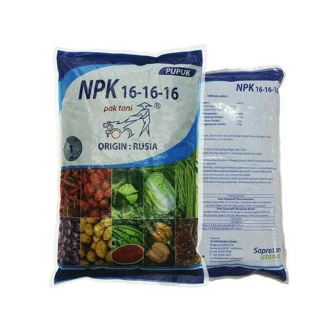 

Terlaris (1Kg)Pupuk Npk Pak Tani Mutiara 16-16-16 (Penyubur Buah,Bunga&Daun)
