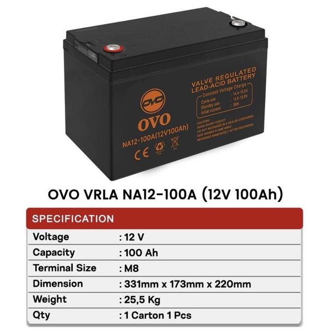 Ovo Vrla Battery Na 12-100 12V 100Ah Aki Ovo Vrla