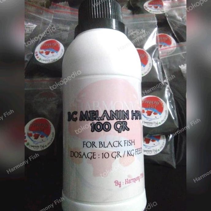 Terlaris Bc Melanin Hfm 100Gr Bubuk Vitamin Pigmen Hitam Black Ikan Koi Koki