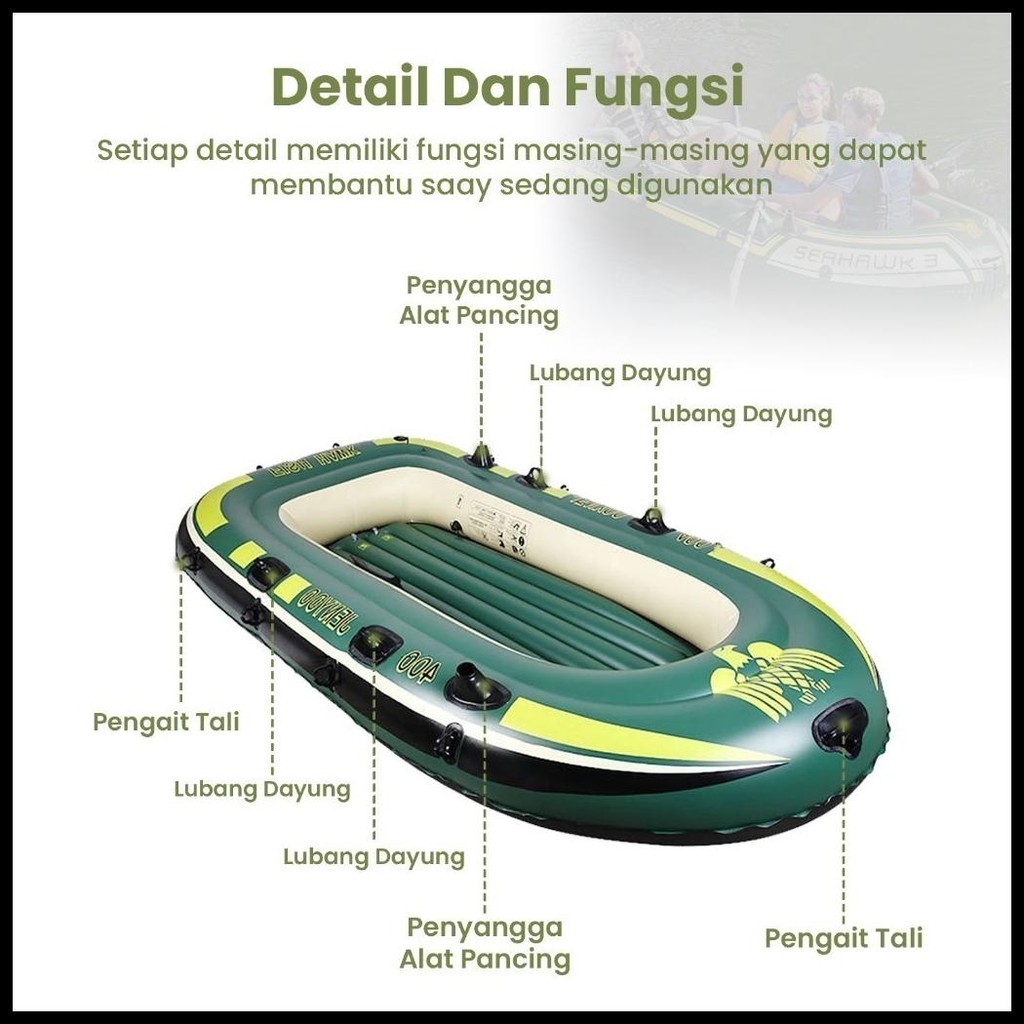 APOLIVE - PERAHU KARET ARUM JERAM RAFTING INFLATABLE BOAT OLAHRAGA PERAHU MANCING MULTIFUNGSI BOAT