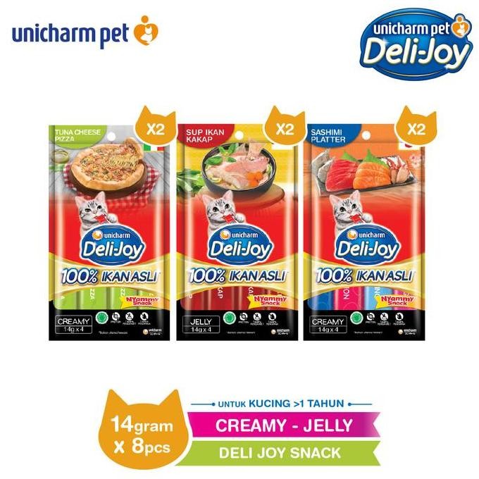 Terlaris [Product Exclusive] Deli-Joy Makanan Kucing Basah 14 & 60G - (Immune (Vitamin E), Skin & Co