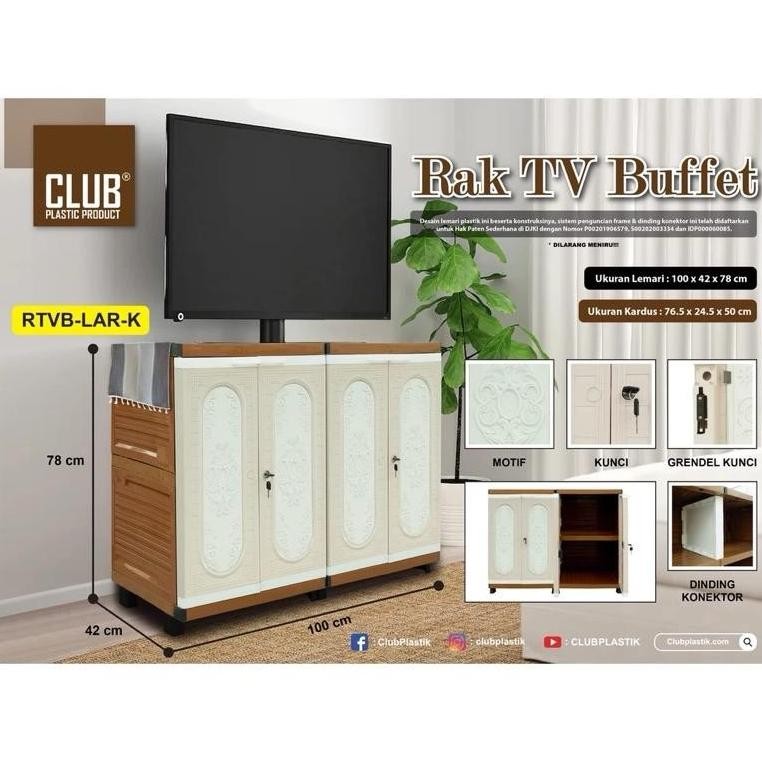 CLUB Rak TV Buffet Larissa Dengan Kunci Rak TV Minimalis Rak TV Plastik Meja TV