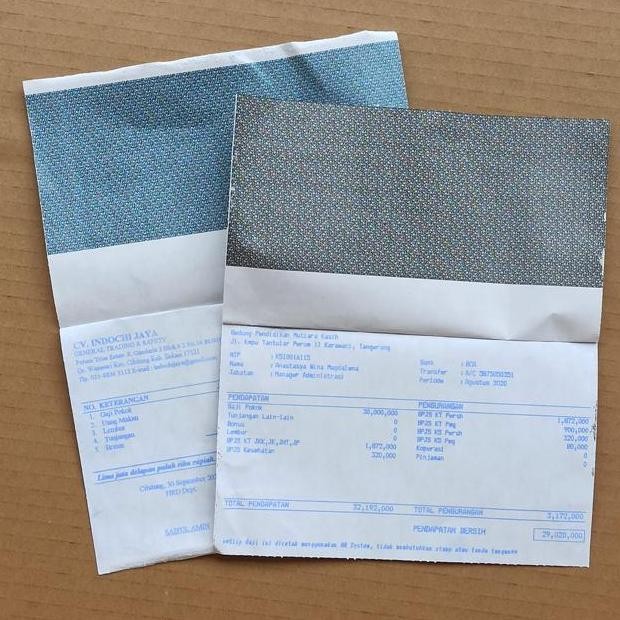 

Kelengkapan Kantor Blanko Slip Gaji Carbonize 3 Ply Privat & Confidential