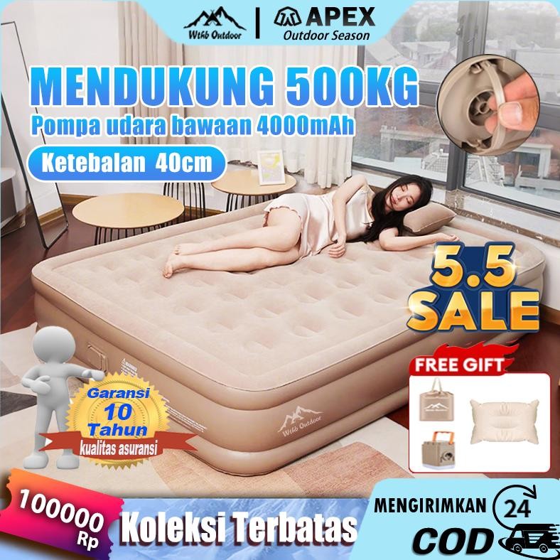 Kasur Angin Pompa Otomatis Outdoor Kasur Pompa Lipat Kasur Tiup Queen Kasur Angin Camping Perjalanan