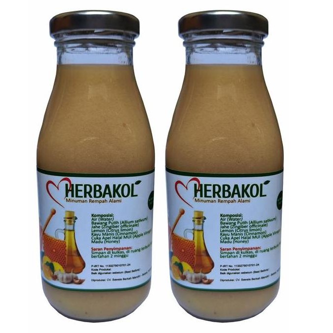 

HERBAKOL (Paket 2 Botol) Jus Bawang Putih Jahe Merah Lemon Cuka Apel Madu Kayu Manis Juice Minuman