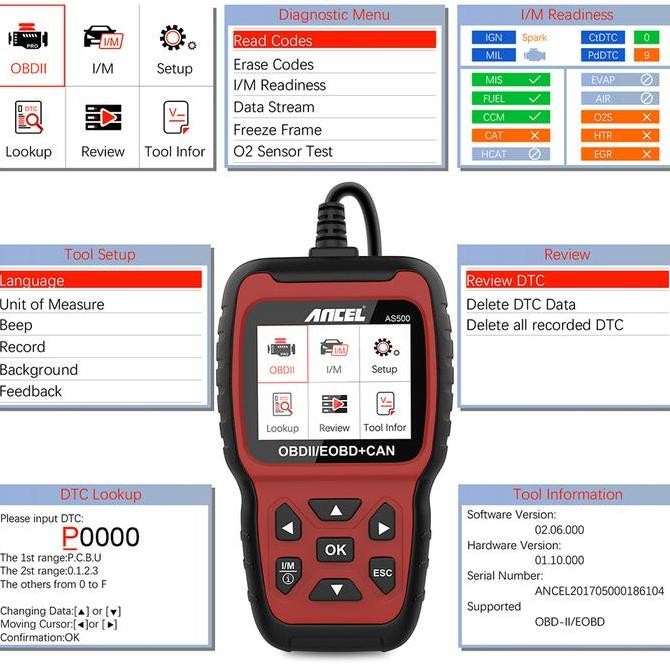 New ANCEL AS500 OBD2 Scanner Pembaruan Gratis untuk Toyota ISUZU Ford BMW