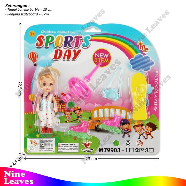 Mainan Boneka Anak Sepatu Roda Skateboard Sports Day Mainan Anak Perempuan