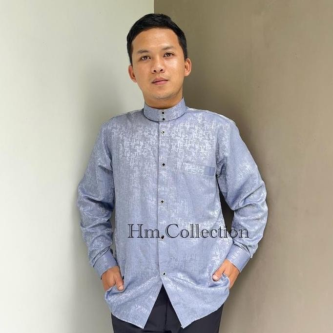 HM - Jaguar Songket-baju lebaran bergundy kemeja Koko pria dewasa terbaru kekinian casual lengan pan